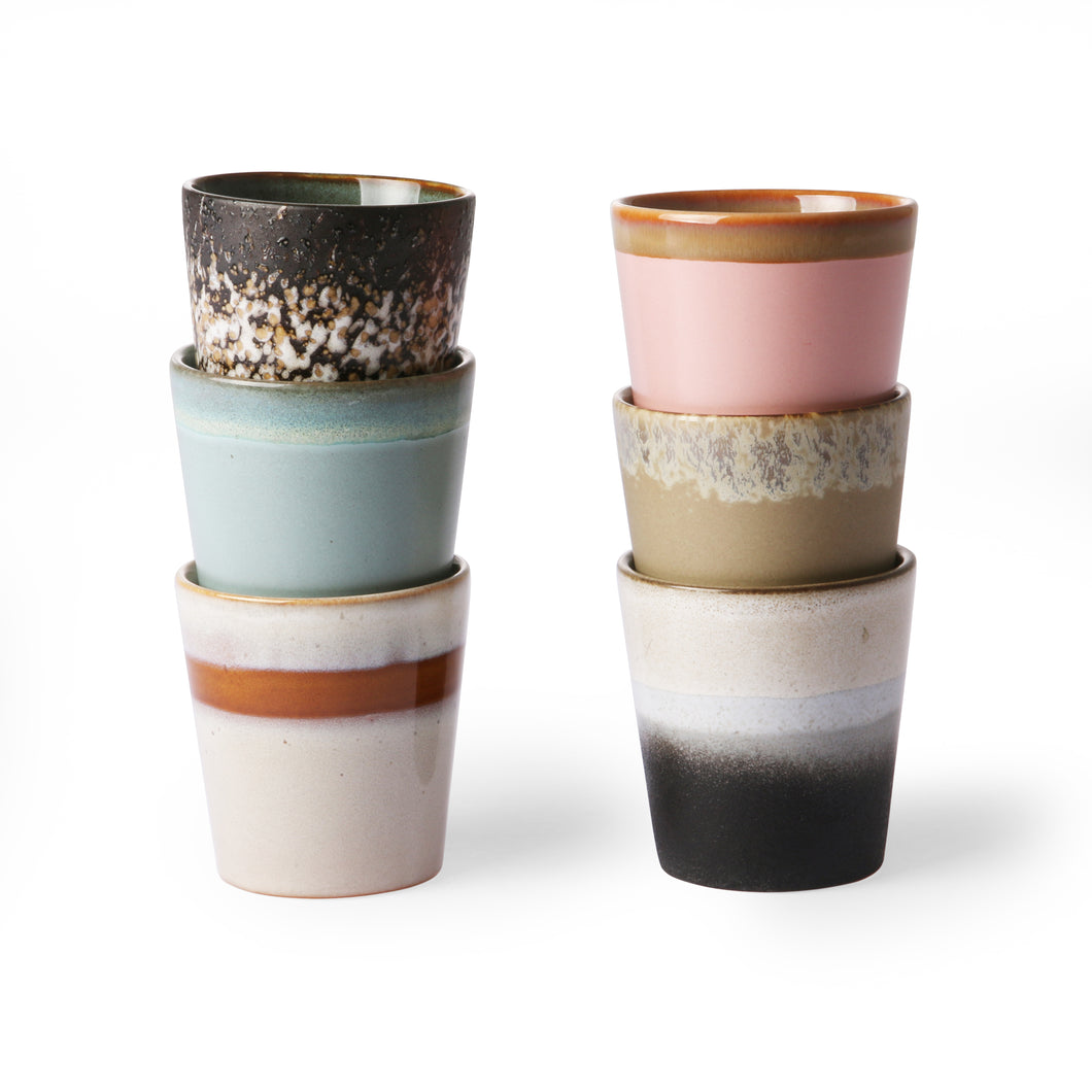 HKliving 70's Ceramic Oberon Coffee Cups - Set of Six