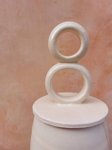 White Terracotta Double Lid Jar