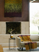 Load image into Gallery viewer, Waffle Woollen Blanket Yellow and Bordeaux