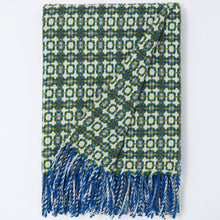 Load image into Gallery viewer, Vintage 1974 Woolen Woven Blanket Green and Blue